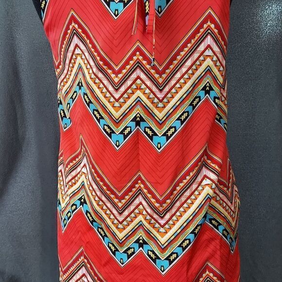 💕TCEC patterened sleevless dress size Large. Orange - Picture 3 of 5